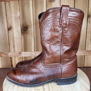 Dan Post Boots Mens 10.5 D Brown Smooth‎ Ostrich Leather Western Cowboy Exotic